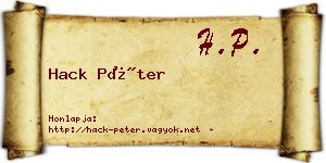 Hack Péter névjegykártya